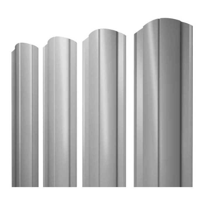 Штакетник Круглый фигурный Grand Line 0,45 Полиэстер RAL 9006 Бело-Алюминиевый